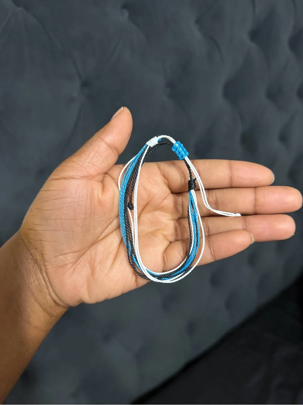 Teal, White & Black Cancer Awareness Cord Bracelet with Enamel Pin